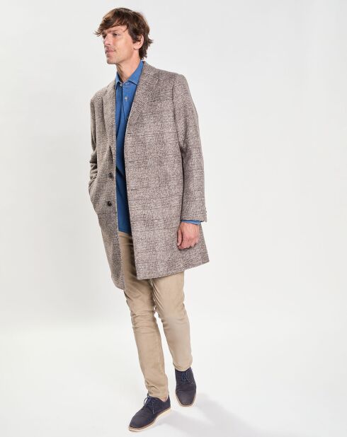 Manteau en Laine mélangée Prince de Galles gris clair