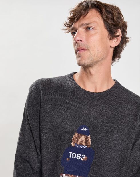 Pull  100% Laine Mérinos Harry Dog gris foncé