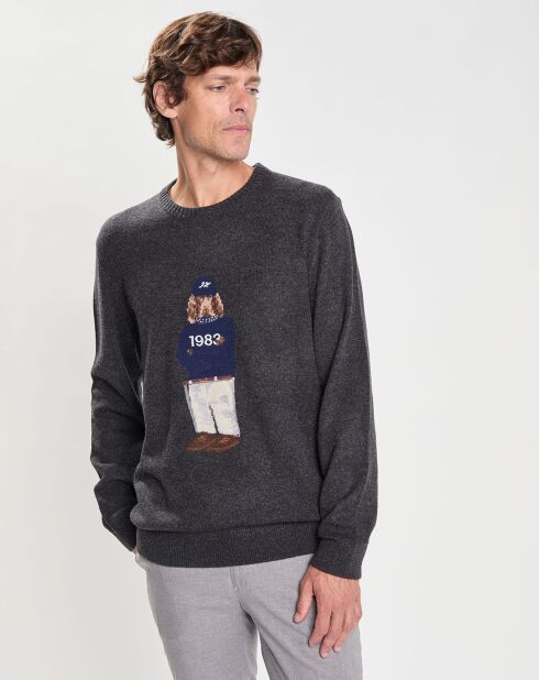 Pull  100% Laine Mérinos Harry Dog gris foncé