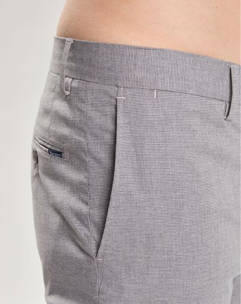 Pantalon Slim Fit imprimé micro Pied de Poule gris