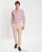 Chemise Slim Fit Oxford à carreaux rouge