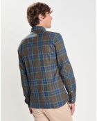 Chemise Slim Fit en Flanelle Tartan Canvas kaki/bleu