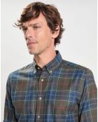 Chemise Slim Fit en Flanelle Tartan Canvas kaki/bleu