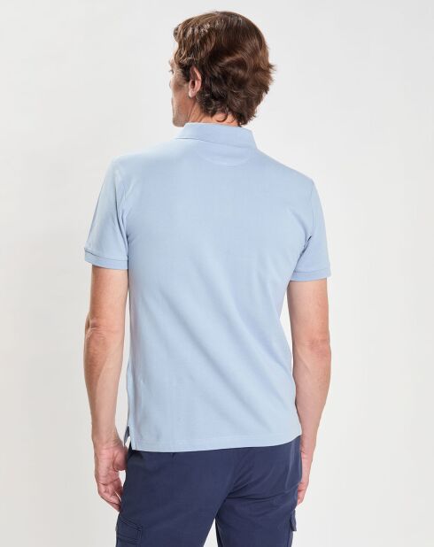 Polo Slim Fit uni Piqué bleu ciel