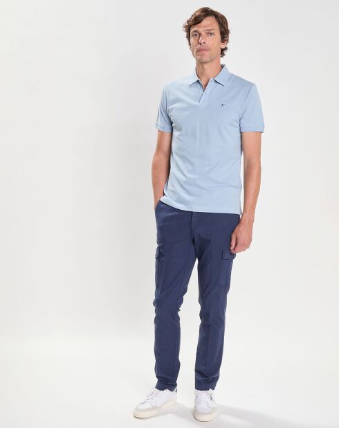 Polo Slim Fit uni Piqué bleu ciel