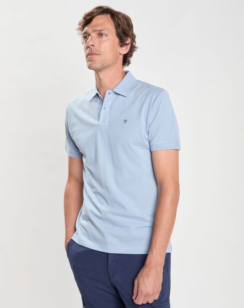 Polo Slim Fit uni Piqué bleu ciel