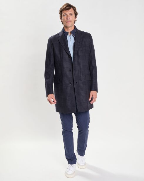 Manteau 100% Laine Membrane amovible imprimé Prince de Galles bleu