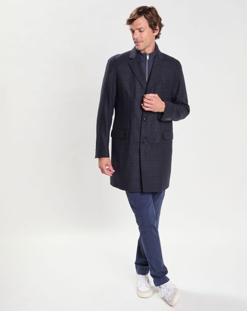 Manteau 100% Laine Membrane amovible imprimé Prince de Galles bleu