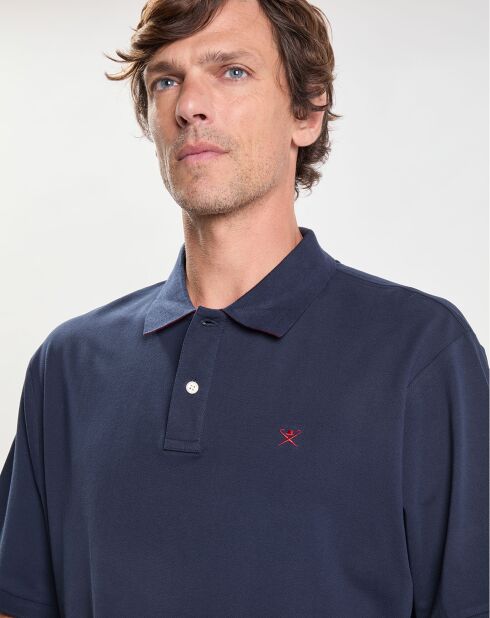 Polo Slim Fit uni Piqué bleu marine