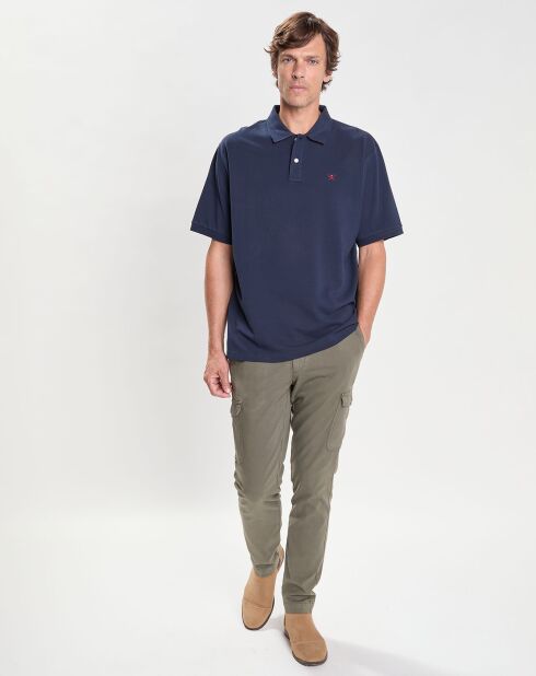 Polo Slim Fit uni Piqué bleu marine