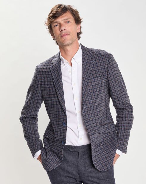 Veste en Laine mélangée à carreaux bleue