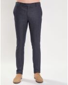 Pantalon Slim Fit en Laine mélangée & Flanelle Mouline bleu