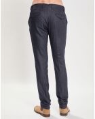 Pantalon Slim Fit en Laine mélangée & Flanelle Mouline bleu