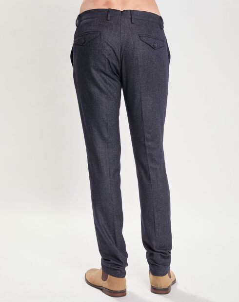 Pantalon Slim Fit en Laine mélangée & Flanelle Mouline bleu