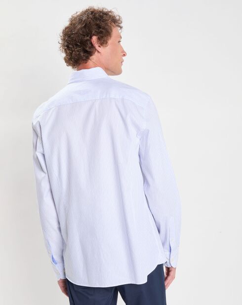 Chemise Regular Fit Washed Soft à rayures bleu clair