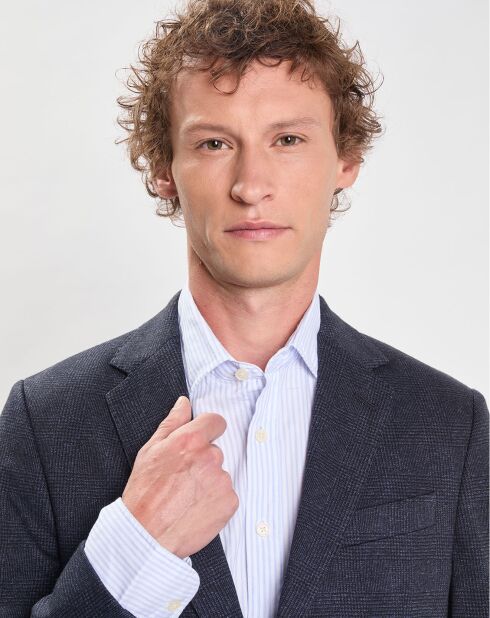 Veste Check Fondu à imprimé Prince de Galles bleue