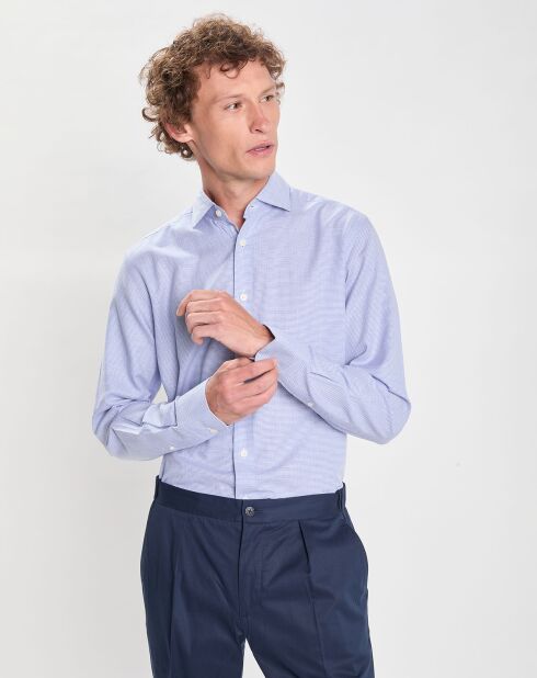 Chemise Slim Fit imprimée Pied-de-Poule bleu/blanc