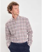 Chemise Slim Fit en Flanelle Vichy multicolore