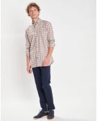 Chemise Slim Fit en Flanelle Vichy beige/multicolore