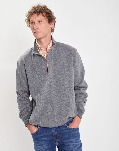 Sweat col camionneur Chevron gris