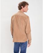 Chemise Slim Fit en Velours Milleraies beige