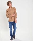 Chemise Slim Fit en Velours Milleraies beige