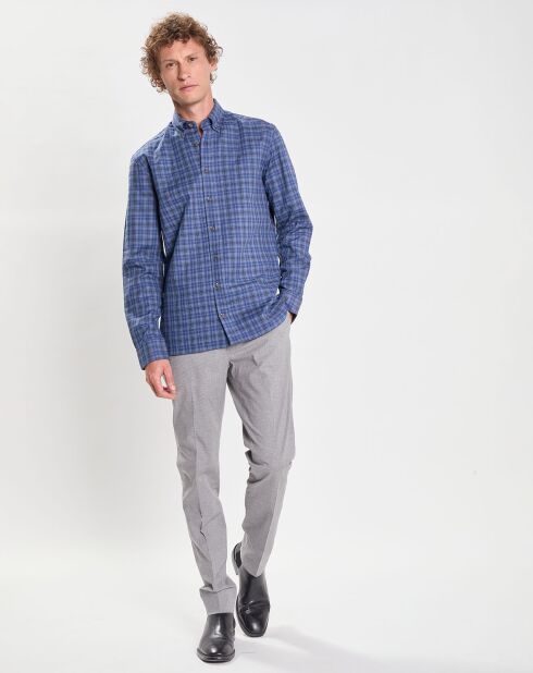 Chemise Slim Fit à carreaux bleue