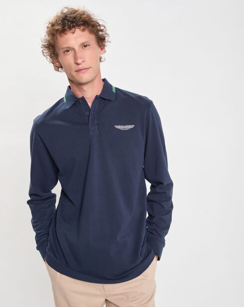 Polo Regular Fit manches longues Aston Martin Racing bleu foncé