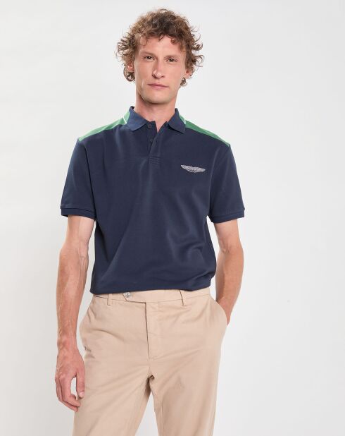 Polo Regular Fit Aston Martin Racing Colorblok bleu foncé/vert