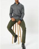 Pantalon Chino Slim en Velours côtelé kaki