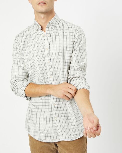 Chemise Slim Fit en Flanelle à carreaux gris clair