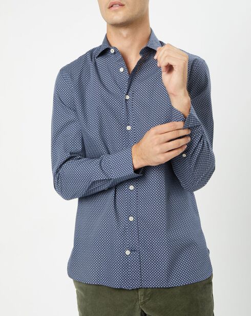 Chemise Slim Fit imprimée bleu foncé