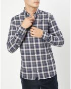 Chemise Slim Fit Moy à carreaux gris/bleu/rouge