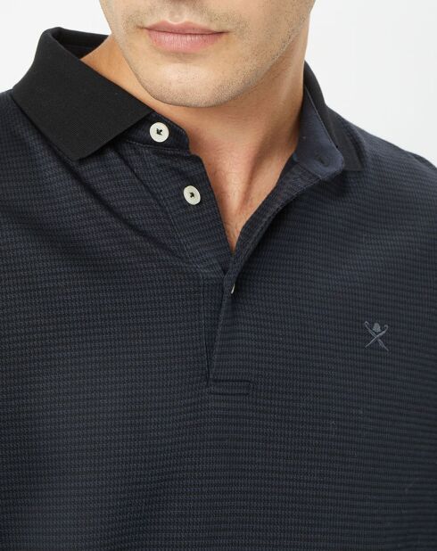 Polo Classic Fit Pied-de-poule noir/bleu marine