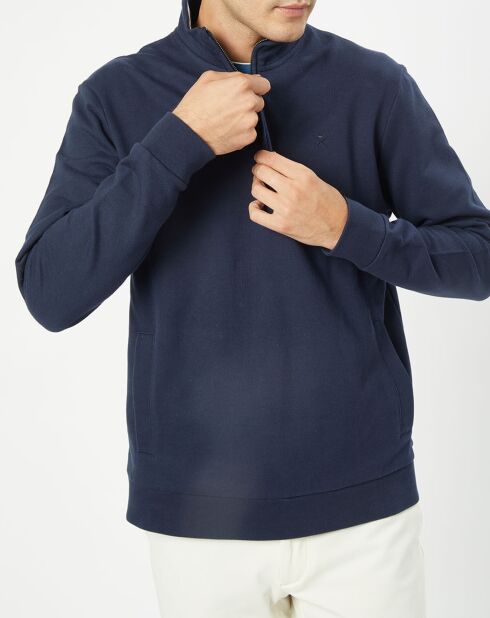 Sweat col montant zippé bleu marine