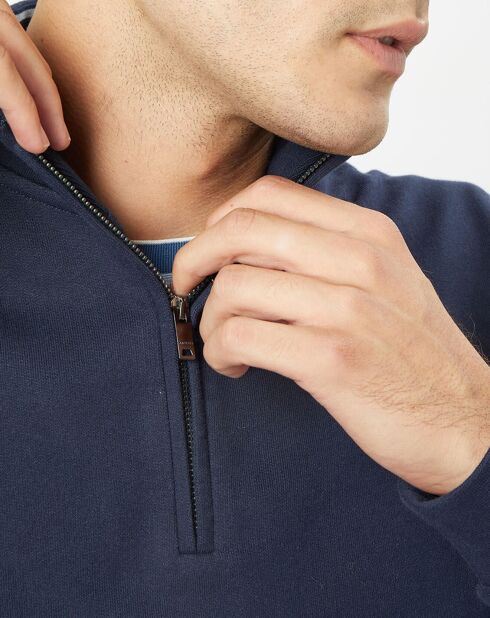 Sweat col montant zippé bleu marine