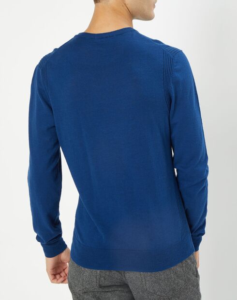 Pull 100% Bambou ras du cou bleu