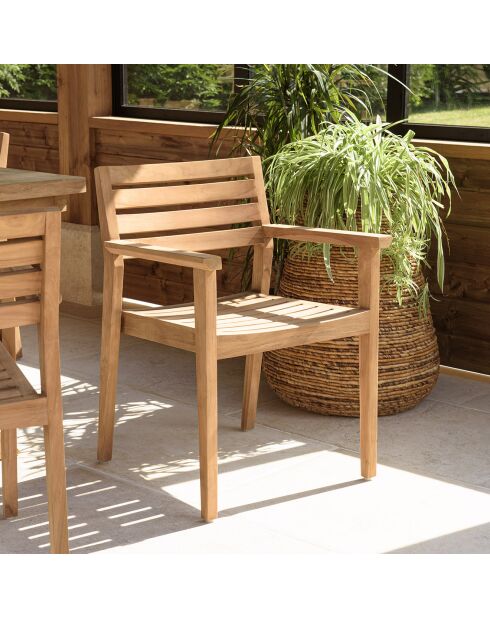 2 Fauteuils de jardin en teck  bois - 57.5x57.5x81.5 cm