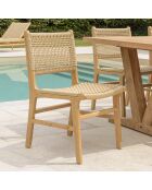 2 Chaises jardin teck naturel rotin synthétique bois - 50x60x 85.5  cm