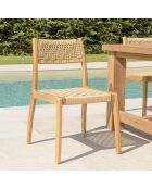 2 Chaises jardin teck rotin synthétique tressé bois - 48x59.5x84 cm