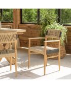 2 Fauteuils jardin teck rotin synthétique bois - 56x55x81 cm