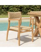 2 Fauteuils jardin teck rotin synthétique bois - 57x61x81 cm