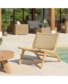 2 Fauteuils lounge de jardin teck rotin synthétique bois - 66x78x69 cm