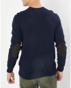 Pull en Laine & Cachemire mélangés col rond bleu marine