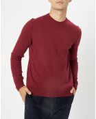 Pull en Laine & Cachemire mélangés col rond bordeaux