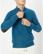 Pull en Laine & Cachemire mélangés 1/2 zip bleu clair