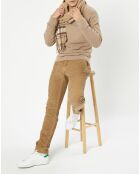 Pull en Coton & Cachemire 1/2 zip Cah Rib beige