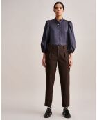 Pantalon Villa imprimé vichy marron