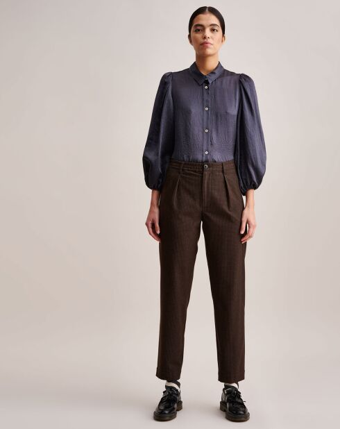 Pantalon Villa imprimé vichy marron
