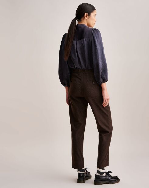 Pantalon Villa imprimé vichy marron